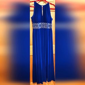 R & M Richards Floor Length Formal dress. Royal Blue with Sequins. SIZE 10